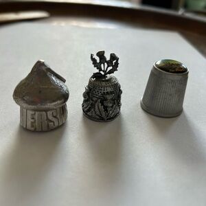 3 collectors metal thimbles